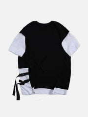 Splicing Single Side Buckle Tee