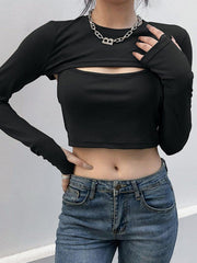Sexy Suspenders Two Piece Long Sleeve T Shirt
