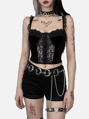 Dark Backless Lace Vest