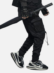 Techwear Ribbons Elastic Pleated Cargo Pants