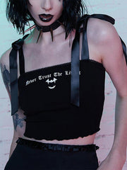 Dark Straps Letters Print Vest
