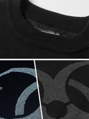 Dark Reflective Biochemical Weapon Print Knitted Sweater