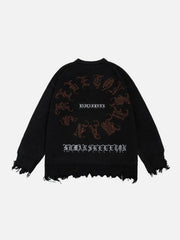 Fantasy Demon Print Oversized Sweater