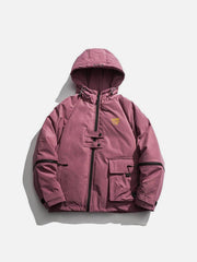 Function Arm Zipper Print Winter Coat