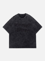 Irregular Embroidery Washed Graphic Tee
