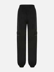 Asymmetric Zipper Reflective Strip Cargo Pants