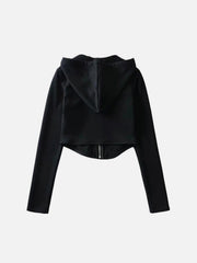 Irregular Slim Zip Up Cropped Hoodie