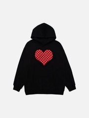 Towel Embroidery Plaid Love Hoodie