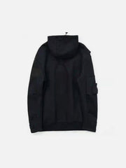 Dark Fake Zipper Pockets Hoodie