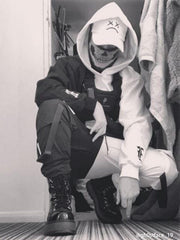 Contrast Stitching Ribbon Cargo Pants