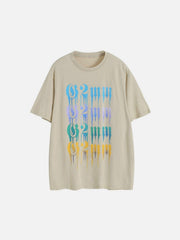 Nostalgic Colorful Letters Washed Cotton Graphic Tee