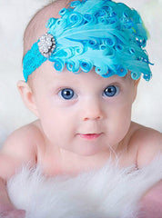 1 pieza de banda para el cabello para bebé, lazo para el cabello con flores y plumas