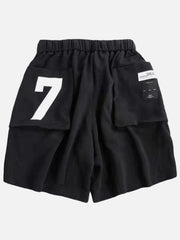 Multi Pockets Drawstring Numbers Shorts