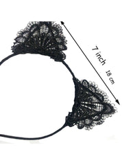 1 Pc Black Lace Cat Ears Headband For Women Girls