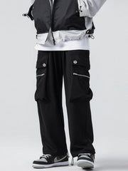 Zipper Pockets Drawstring Pants
