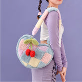 Winter Heart-shaped Cherry Plush Bag