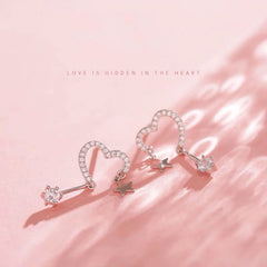 Pendientes de borlas con estrellas y corazones kawaii