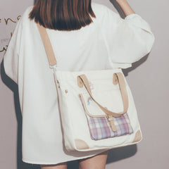 Bolsa de lona a cuadros con método de recitación múltiple