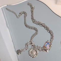 Sonnenblumen-Kristall-Halskette