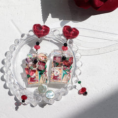 Pendientes de lazo de amor rojo