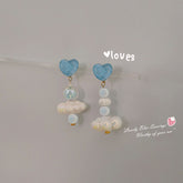Pendientes de nube de amor azul