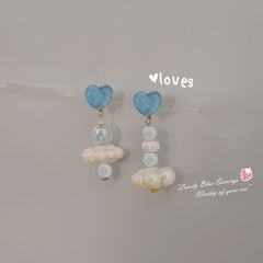 Pendientes de nube de amor azul