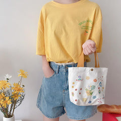 Niedliche Canvas-Tasche mit aufgedruckter Illustration