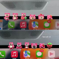 Adorno decorativo para coche con forma de oso de dibujos animados kawaii