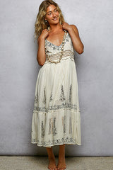 Smocked Waistband Floral Midi Cami Dress