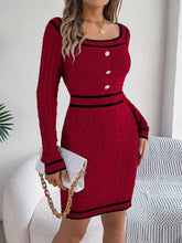 Contrast Long Sleeve Sweater Dress