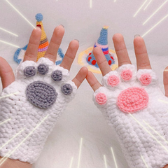 Guantes de garra de gato de medio dedo kawaii hechos a mano