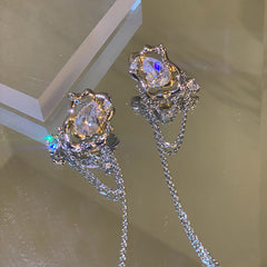 Pendientes de cadena con flecos y forma de iceberg