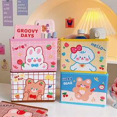 Faltbare Schreibtisch-Aufbewahrungsbox aus Stoff (mit Deckel/ohne Deckel)