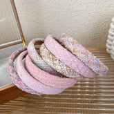 Romantic Pink Tweed Knit Headband
