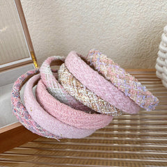 Romantic Pink Tweed Knit Headband