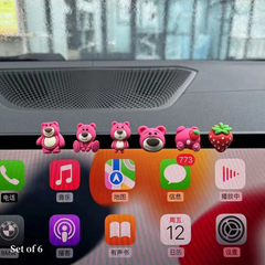 Adorno decorativo para coche con forma de oso de dibujos animados kawaii