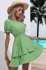 Single Shoulder Flounce Mini Dress