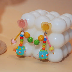 Pendientes de tulipán kawaii con cuentas