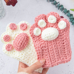 Guantes de garra de gato de medio dedo kawaii hechos a mano