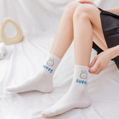 Süße Baumwollsocken mit Bär und Kaninchen