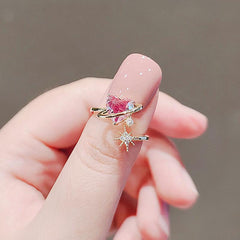 Anillo ajustable de corazón rosa kawaii