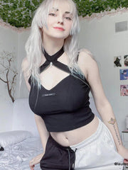 Zipper Neck Strap Vest