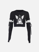 High Waist Print Detachable Long Sleeve T Shirt