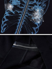 Dark Resurrected Skeleton Fleece Zip Up Hoodie