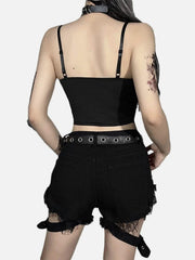 Dark Straps Lace Up Vest