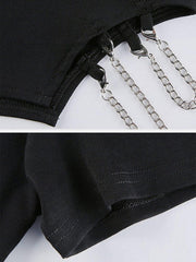 Solid Color Chain Decoration Tee