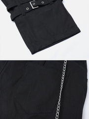 Punk Metal Buckle Chain Pants