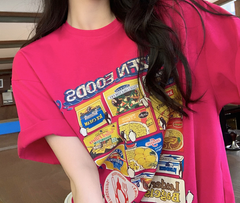 Camiseta holgada con estampado colorido de Las Vegas West en rojo