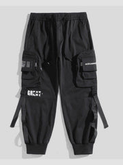 Function Buttons Ribbons Zipper Pockets Cargo Pants