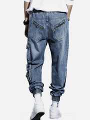 Embroidery Multi Pockets Cargo Jeans